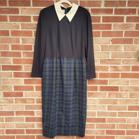 Vintage Talbots Wool Plaid Dress Women's Size 14 Petites 90's Vibes Y2K - Picture 1 of 8